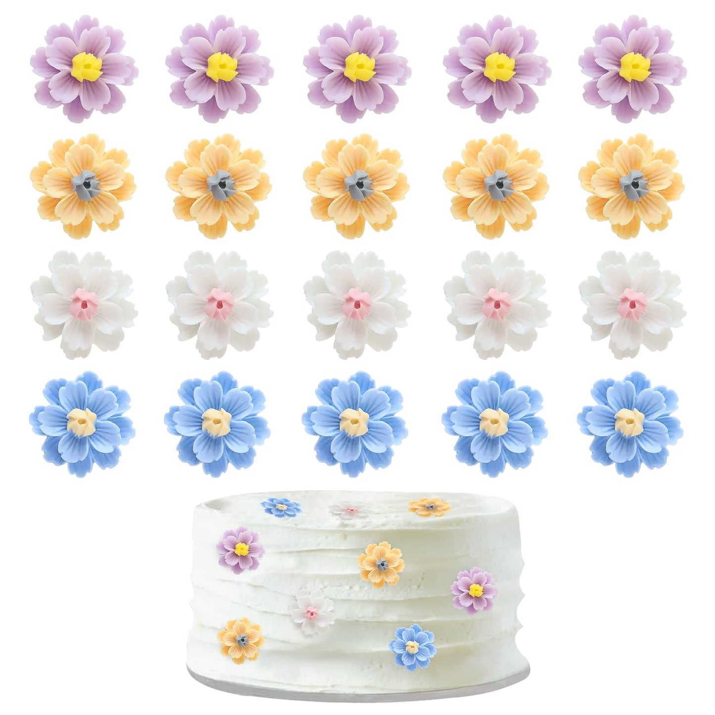 Keaziu 20 Pack Flower Cupcake Toppers Bridal Engagement Baby Shower Birthday Party Cupcake Picks Anniversary Party Decorations S