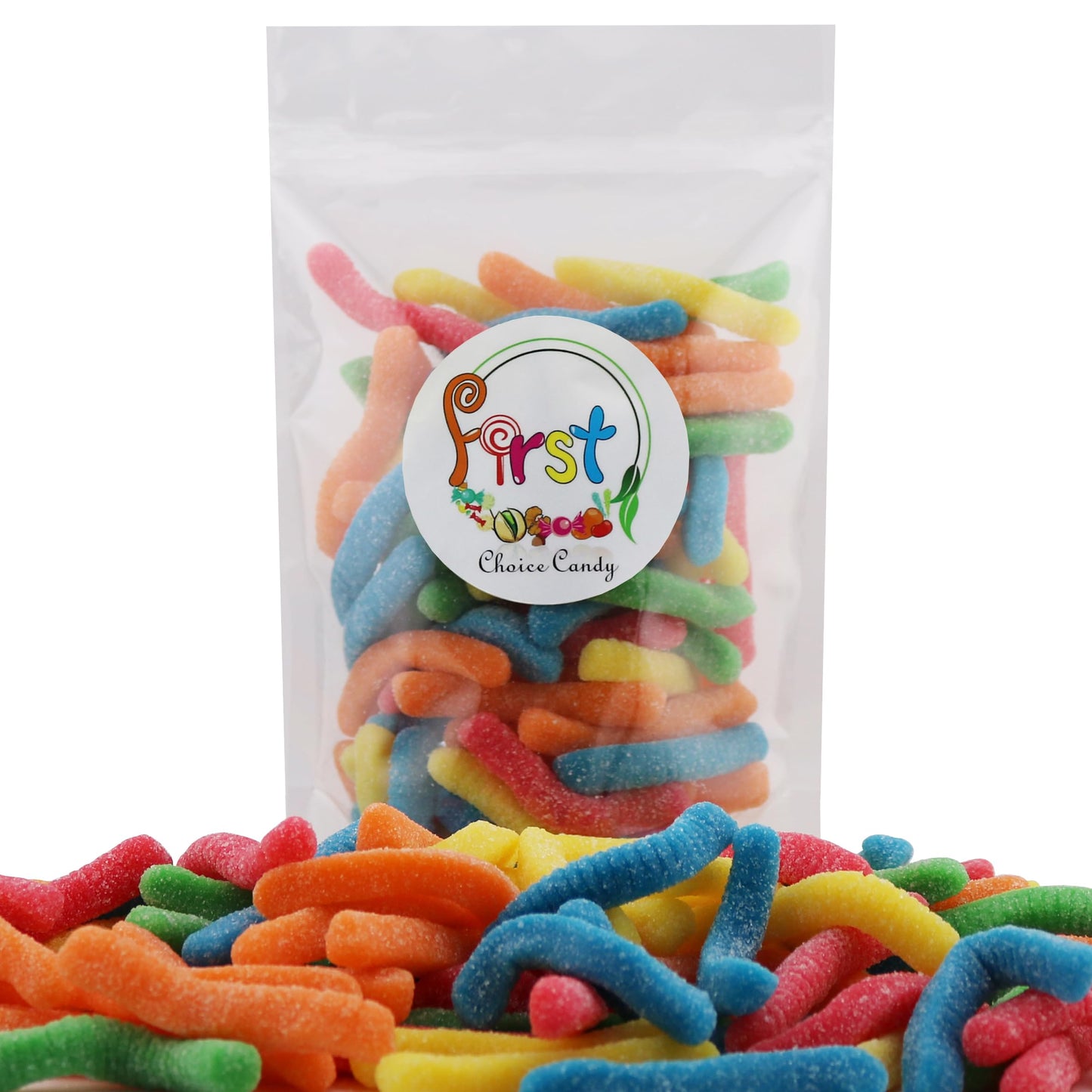 Firstchoicecandy Sweet & Sour Gummy Worms, Multi Flavors And Solid Colors (5 Pound, Sour Mix Fruit)
