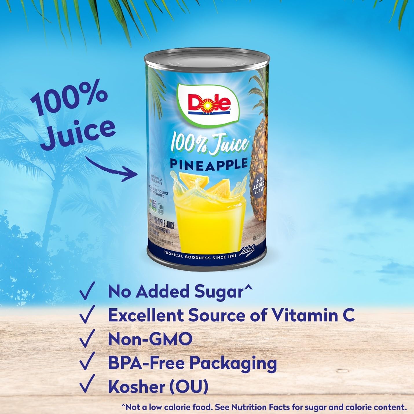 Dole 100% Pineapple Juice - Dole Canned Juice - No Sugar Added - 46 Fl Oz Cans - 6 Pack