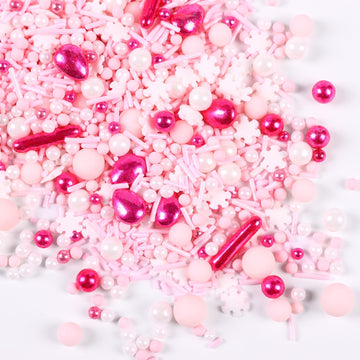 Pink Sprinkles For Cake Decorating, Pink Pearl Sprinkles, Metallic Sprinkle Mix For Cupcakes, Macaron, Ice Cream, And Cookies(12