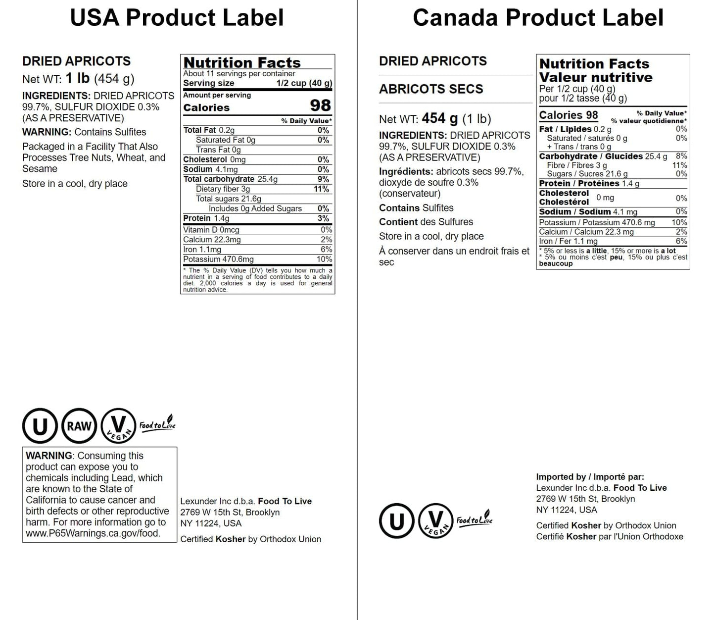 Food To Live - Dried Apricots, 1 Pound Kosher, Vegan, Bulk, Product Of Turkey