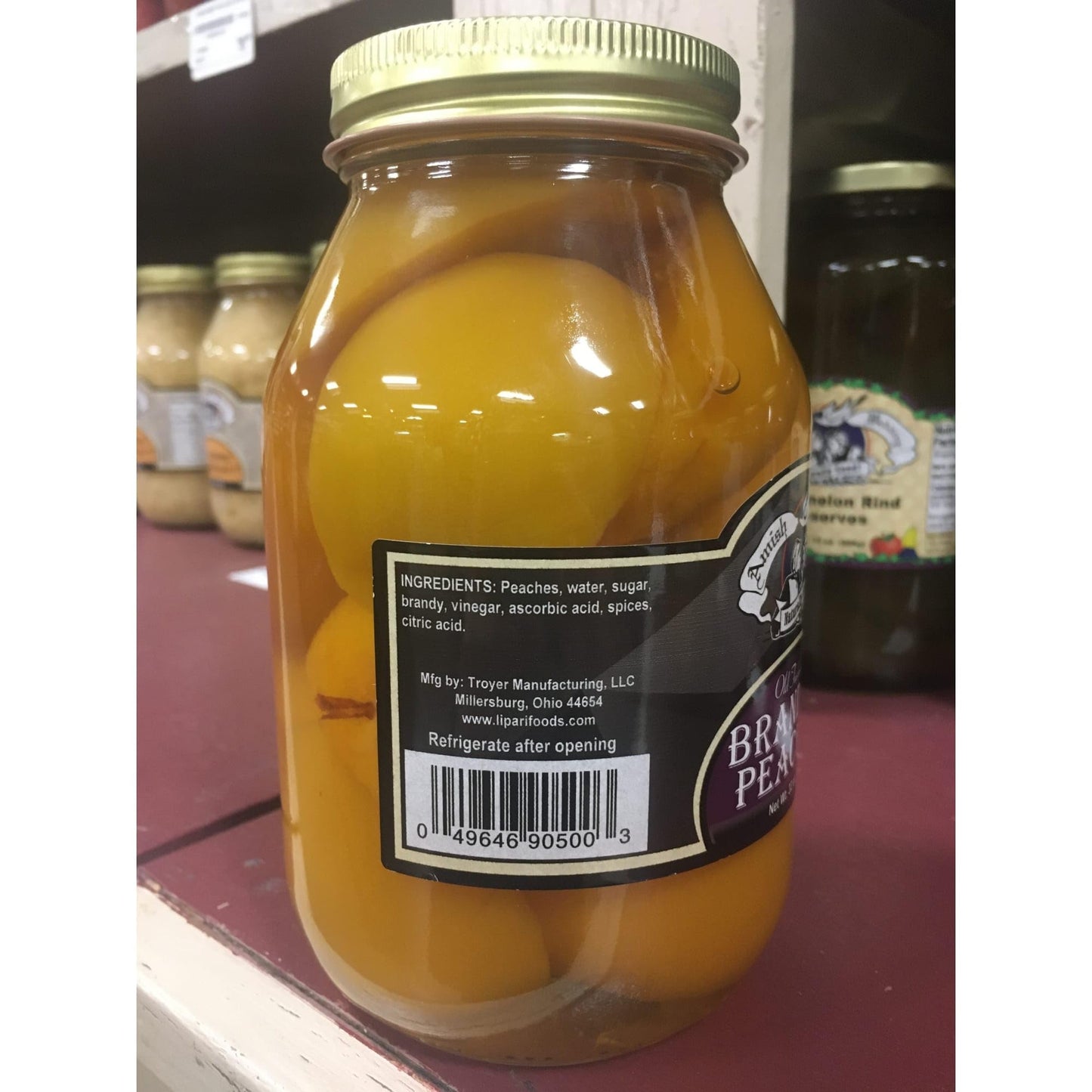 Amish Wedding Ready To Eat Peaches, Usa Made 32 Ounce Glass Jar, No Preservatives, Brandied