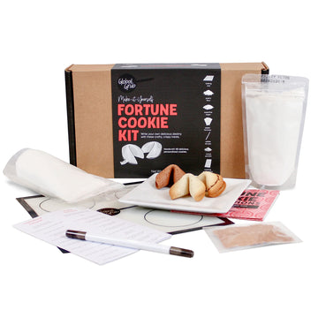 Global Grub Diy Fortune Cookie Kit - Personalized Fortune Cookies Kit Includes Pastry Flour, Sugar, Cocoa Powder, Baking Mat, Paper Fortunes, Edible Ink Pen, Step-By-Step Instructions. Makes 48.