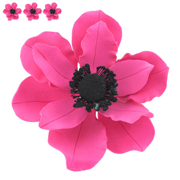 Global Sugar Art Anemone Wind Flower Sugar Cake Flowers Hot Pink, 3 Count by Chef Alan Tetreault