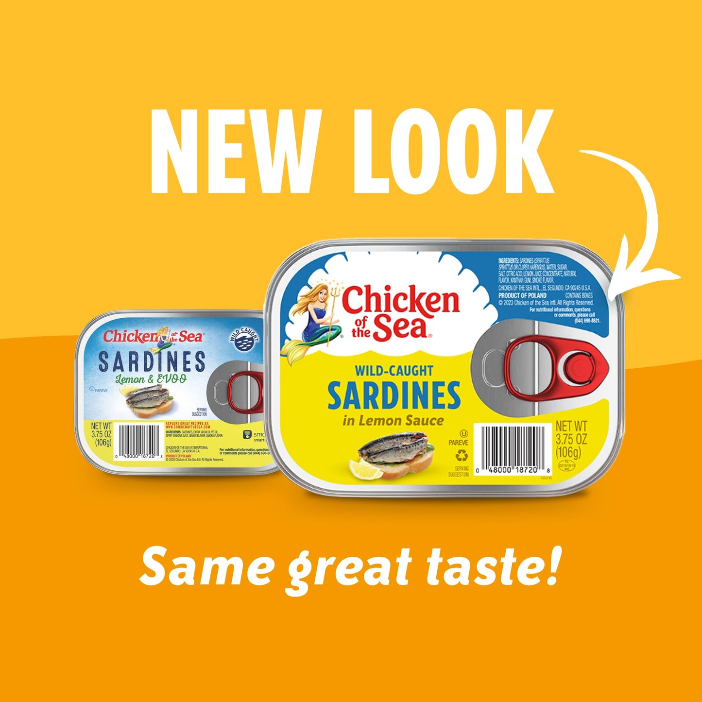 Chicken of the Sea Sardines in Lemon & Olive Oil, Wild Caught, 3.75 oz Can, Pack of 18