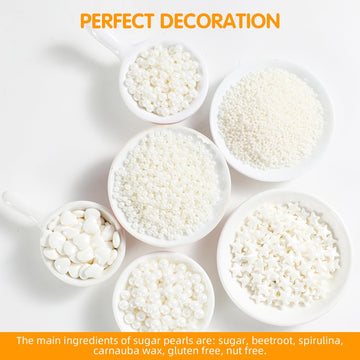 Kasvan White Pearl Sugar Sprinkles, 6 Sizes Mix For Cake Decorating, 230G/8.1Oz, Ice Cream Toppings And Cookie Decorating, Weddi