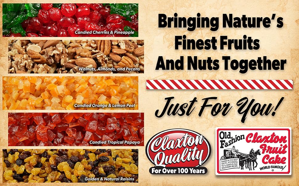 Claxton Fruit Cake - 2-1 Lb. Dark Recipe - Each Cake Individually Wrapped For Freshness