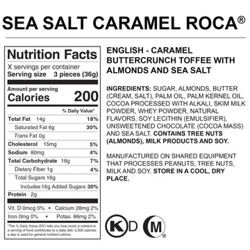 Brown & Haley Sea Salt Caramel Roca Stand-Up Box - Chocolate Caramel Buttercrunch Toffee With Almonds And Sea Salt - Individuall