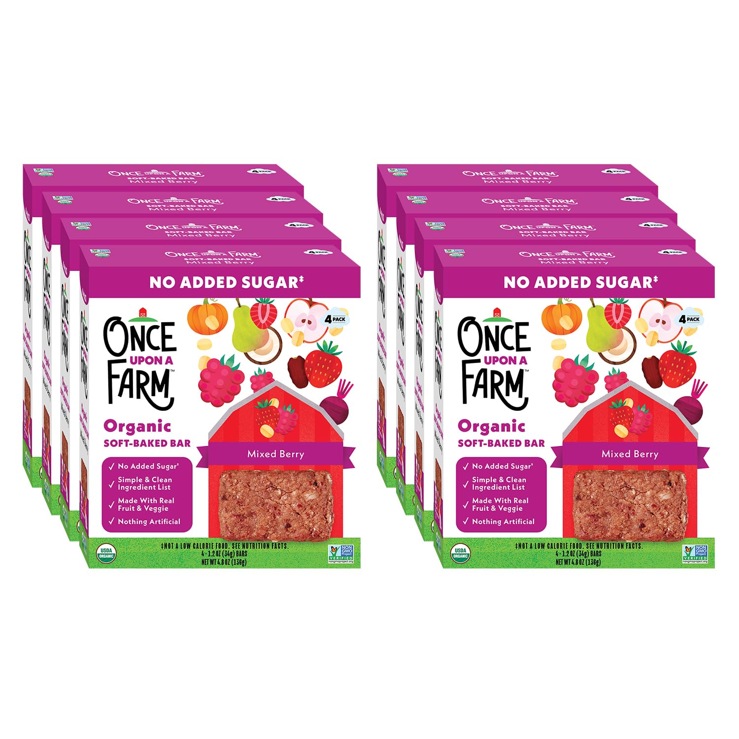 Once Upon a Farm | Organic Mixed Berry Soft Baked Bar | Strawberry, Raspberry, Beet & Oats | Made with Real Fruit & Veggies | No