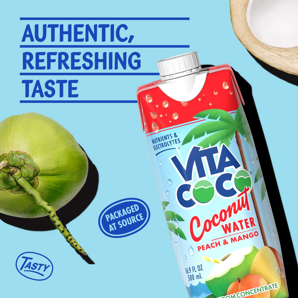 Vita Coco Coconut Water, Peach & Mango - Naturally Hydrating Electrolyte Drink - Smart Alternative To Coffee, Soda, And Sports D