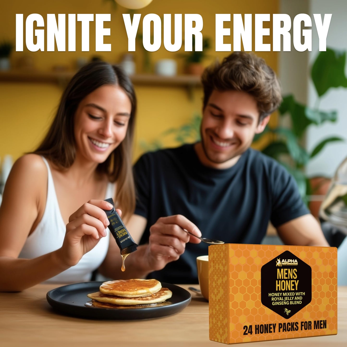 Alpha Performance Royal Jelly Honey - Extra Strength Herbal Superfood Supplement, 24 Packets, Raw Energy, No Added Sugar