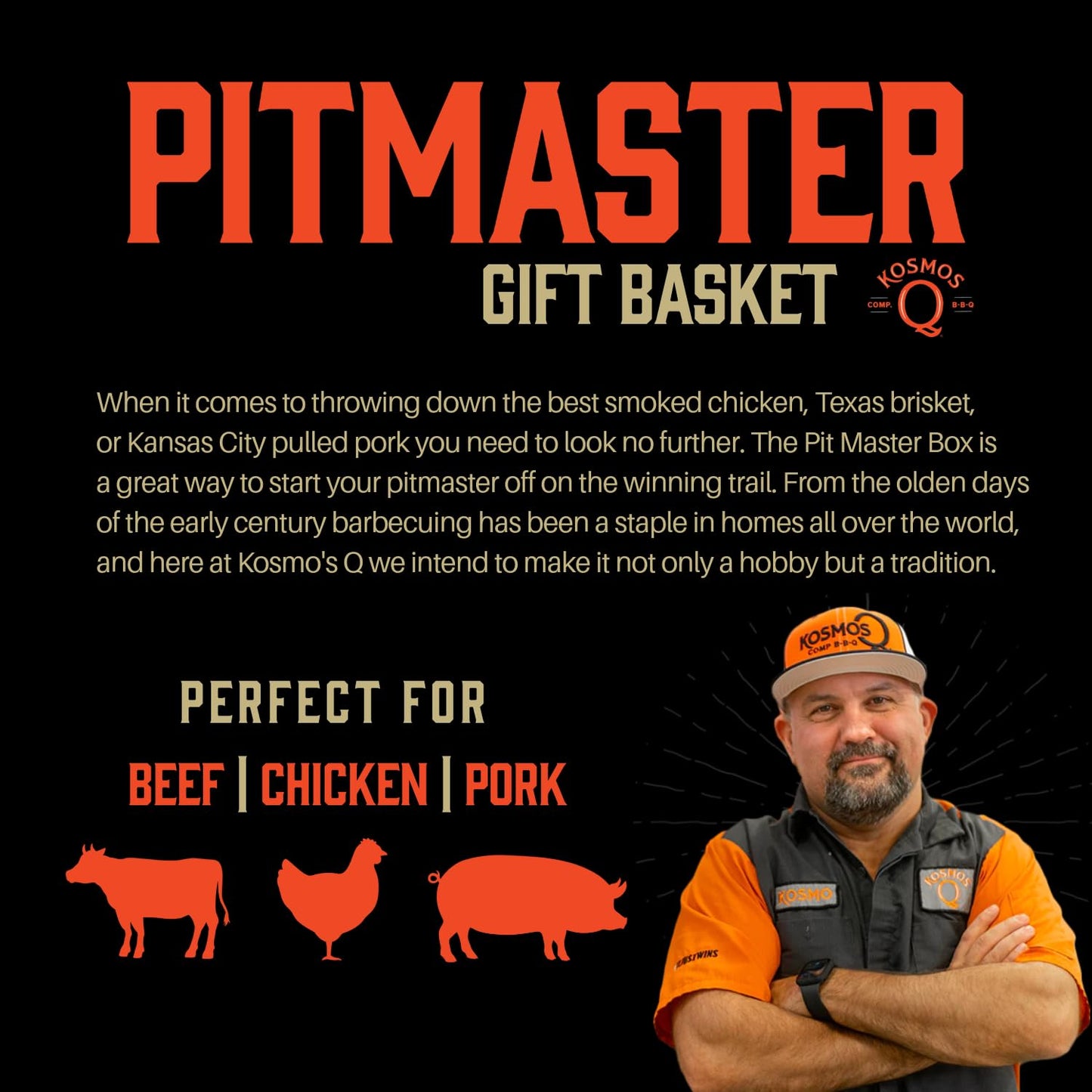 Kosmos Q BBQ Pitmaster Christmas Gifts for Men or Dads, Includes 8 Flavors of Grill Seasonings, BBQ Sauces & Meat Rubs, Sampler