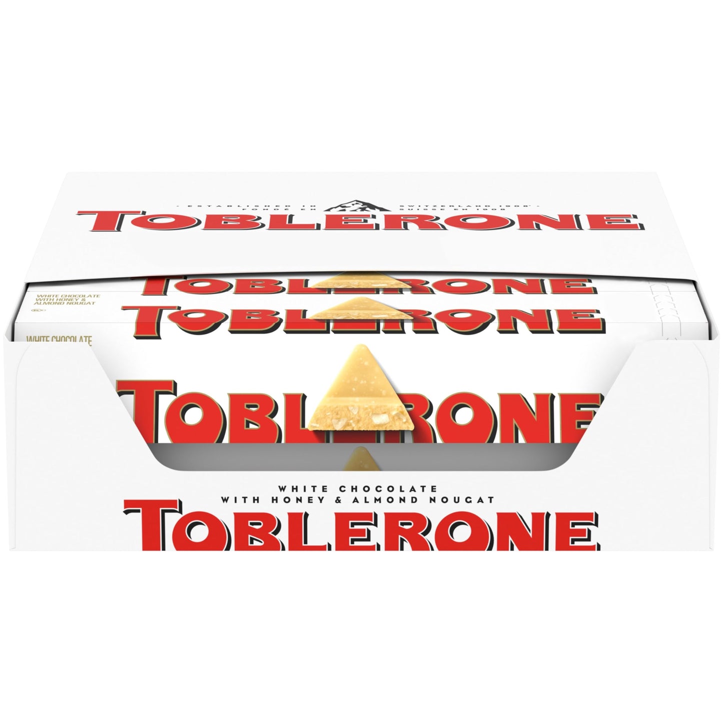 Toblerone Swiss White Chocolate Bars With Honey & Almond Nougat, 20 - 3.52 Oz Bars