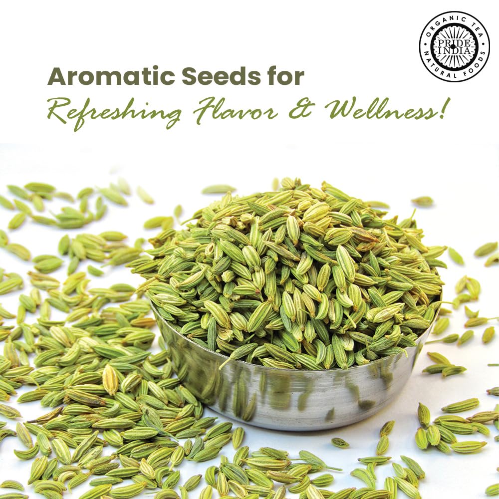 Pride Of India - Fennel Seed Whole - Gourmet Spice - Fresh & Aromatic - Mouth Freshener - Gmogluten Free - Flavoring For Bakes,