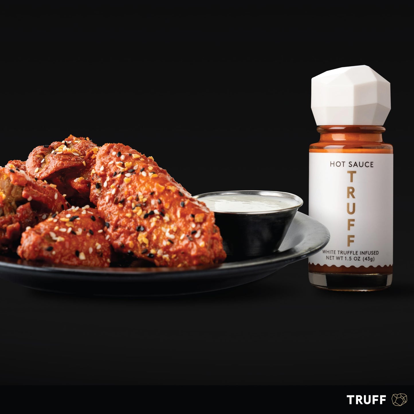 TRUFF White Truffle Hot Sauce 4-Pack Mini Set, Portable Travel Bottles, White Truffle and Red Chili Peppers with Coriander, Gift