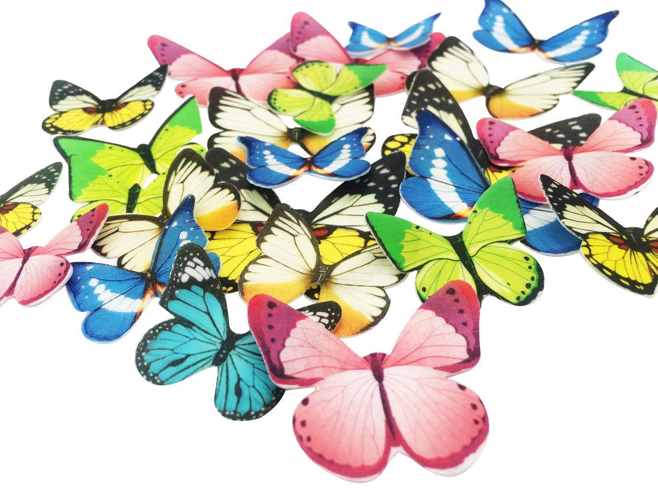 Set Of 30 Edible Cupcake Toppers Wedding Cake Birthday Party Food Decoration Mixed Size & Colour (Butterfly)