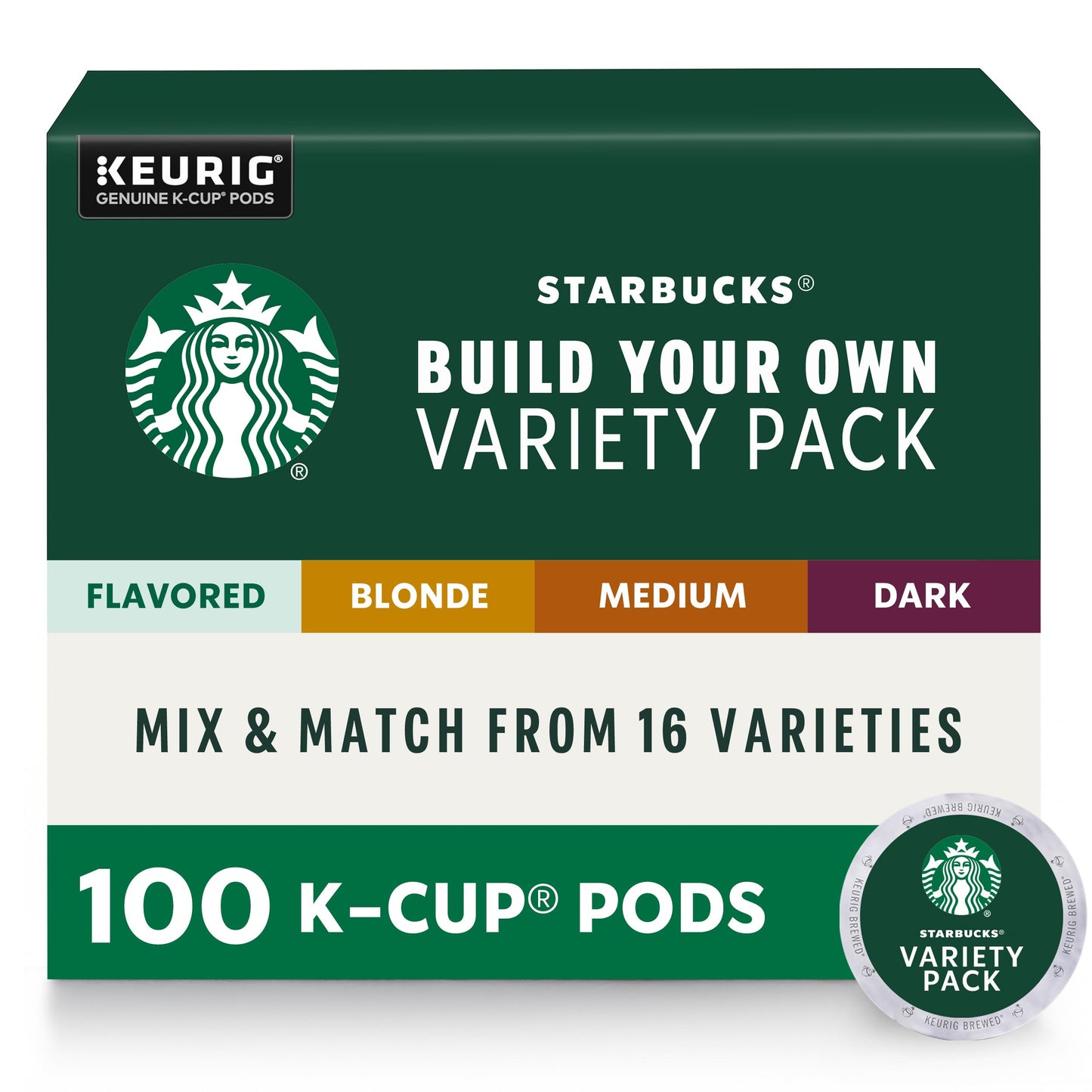 Starbucks Keurig K-Cup Pods Variety Pack, 100 Pods, 10 Count