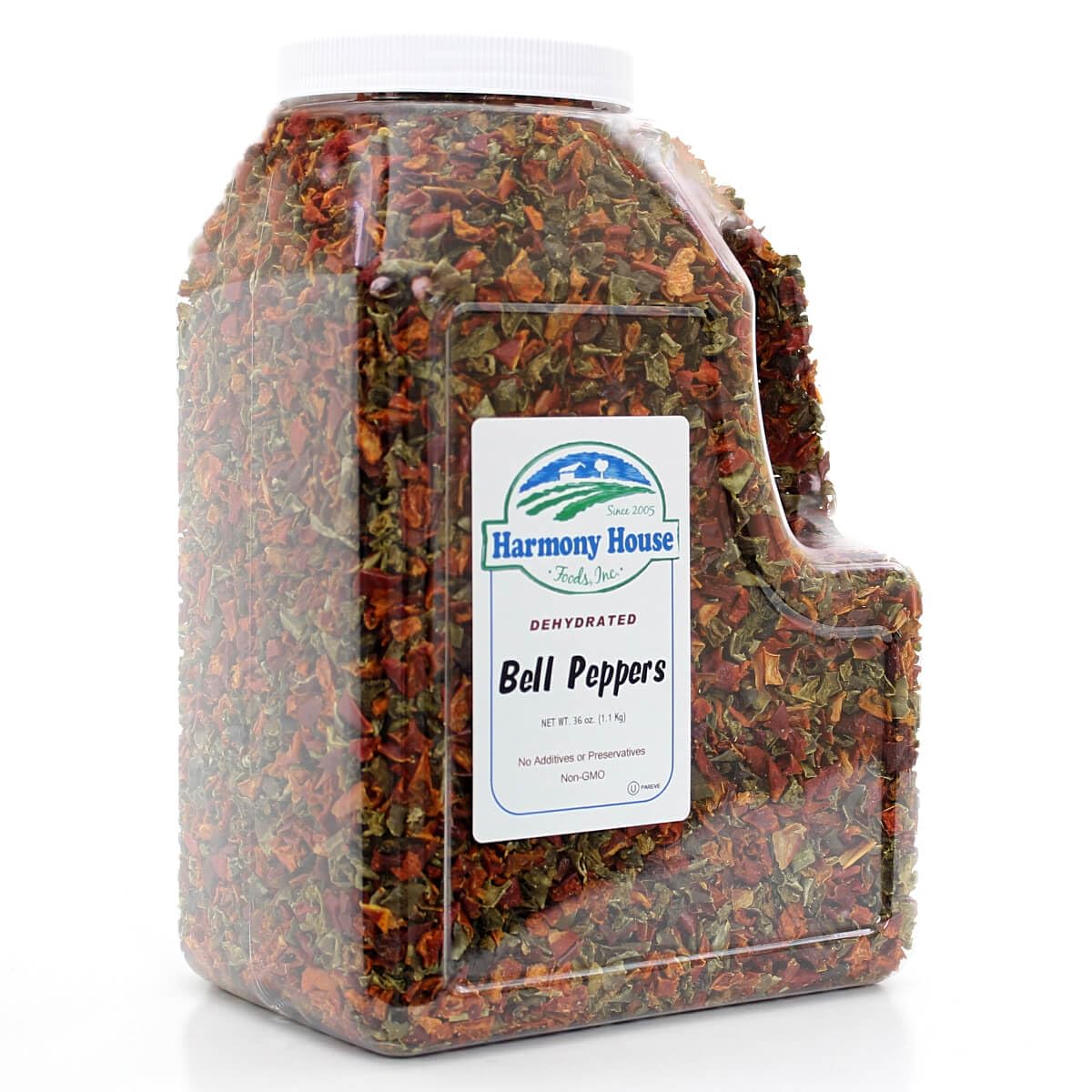 Harmony House Dried Mixed Bell Peppers, Diced – Dehydrated Vegetables For Cooking, Camping, Emergency Supply And More, 36 Oz Jug