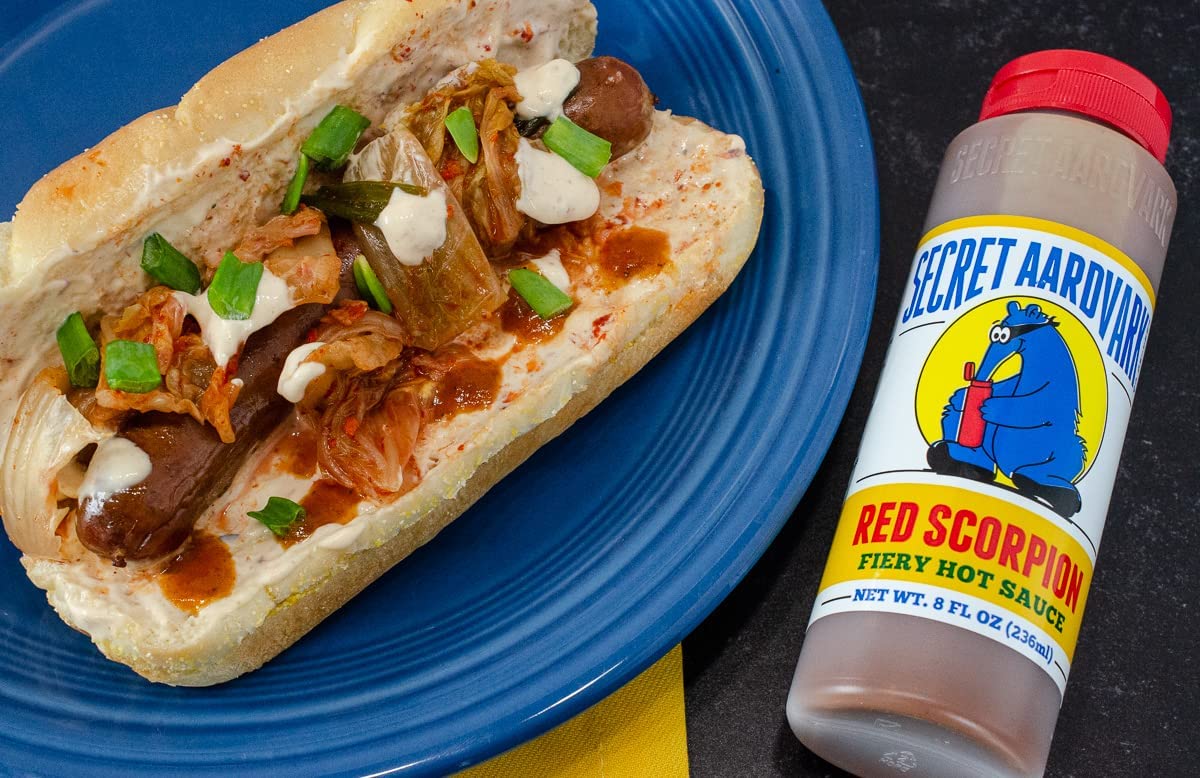 Secret Aardvark Red Scorpion Hot Sauce - Hottest Hot Sauce, Low Carb, Dairy Free, Spicy Bbq Sauce, Hot Sauce & Marinade - 8 Fl O