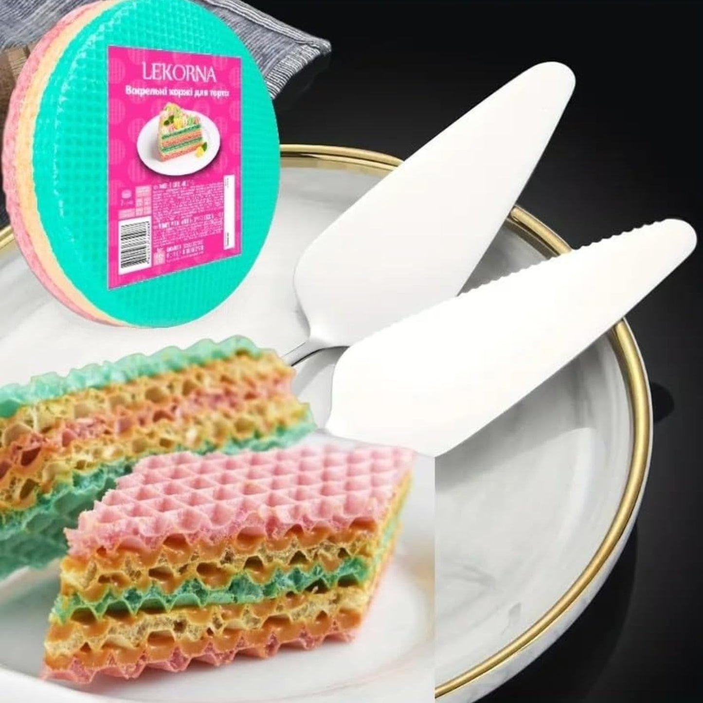 Wafer Sheets Pack of Nine Round Tort Wafers Green White Pink 3.2oz (90g) (Pack of 2)
