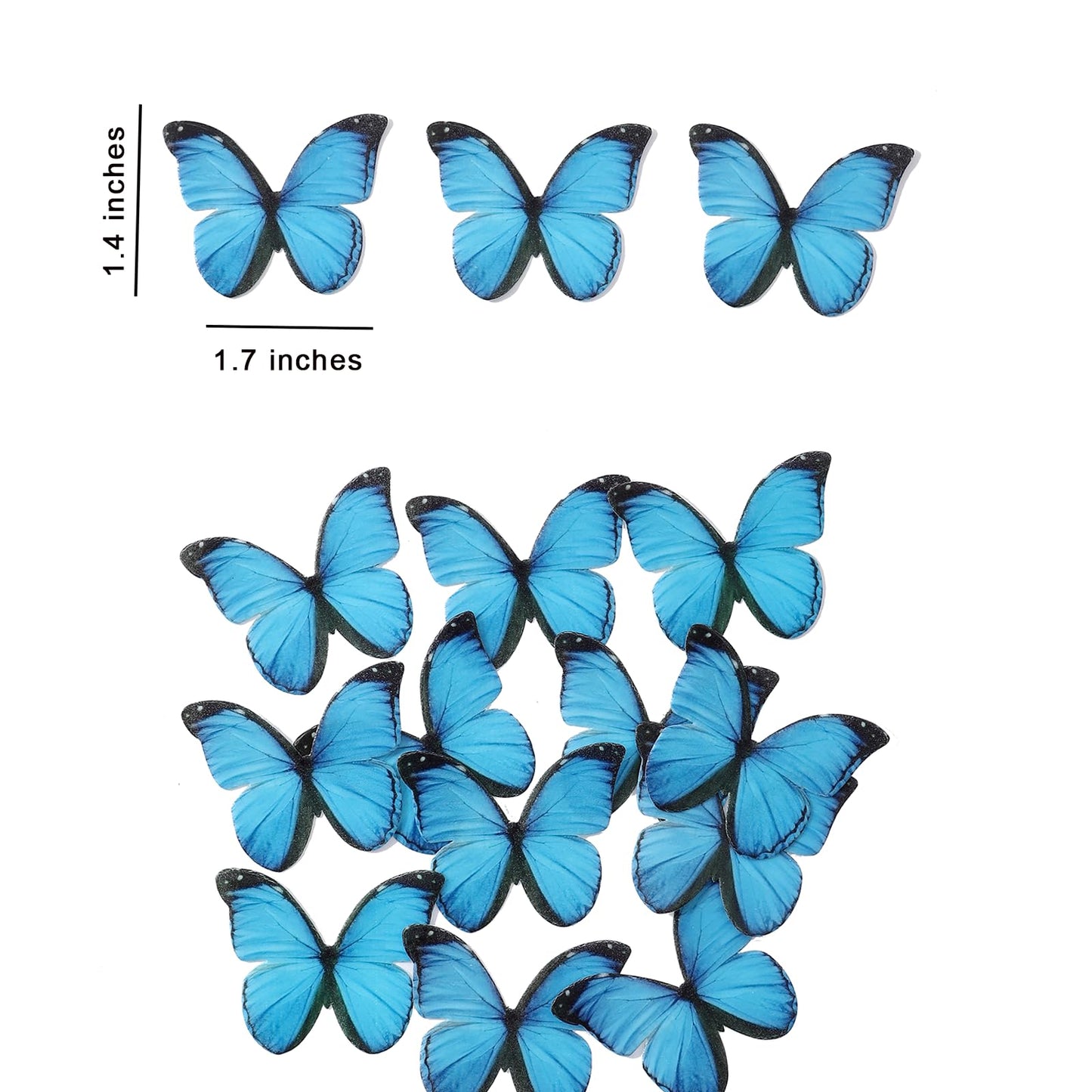 Yocity Butterfly Cupcake Toppers 48Pcs Edible Blue Butterfly Cake Decorations Edible Butterflies For Cake Decorating Wafer Paper