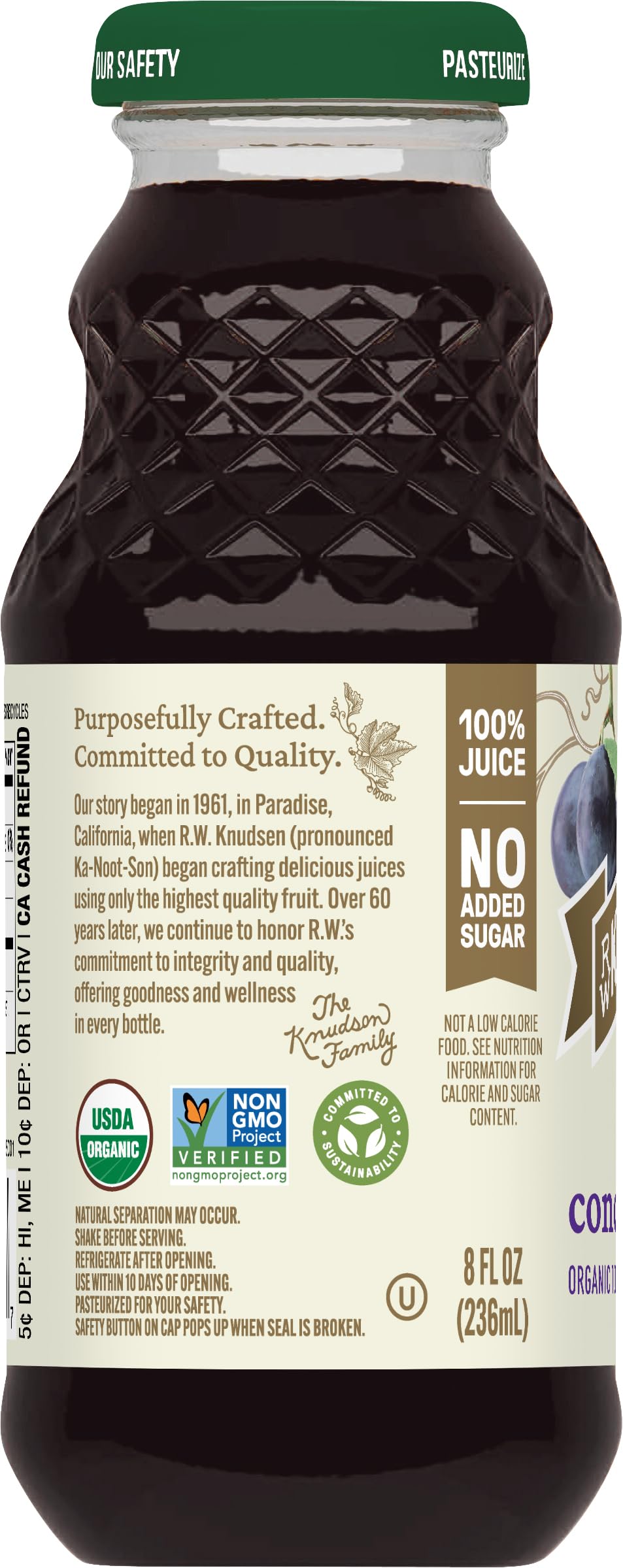 R.W. Knudsen Organic Just Concord G  Juice, 8 fl oz, Pack of 12