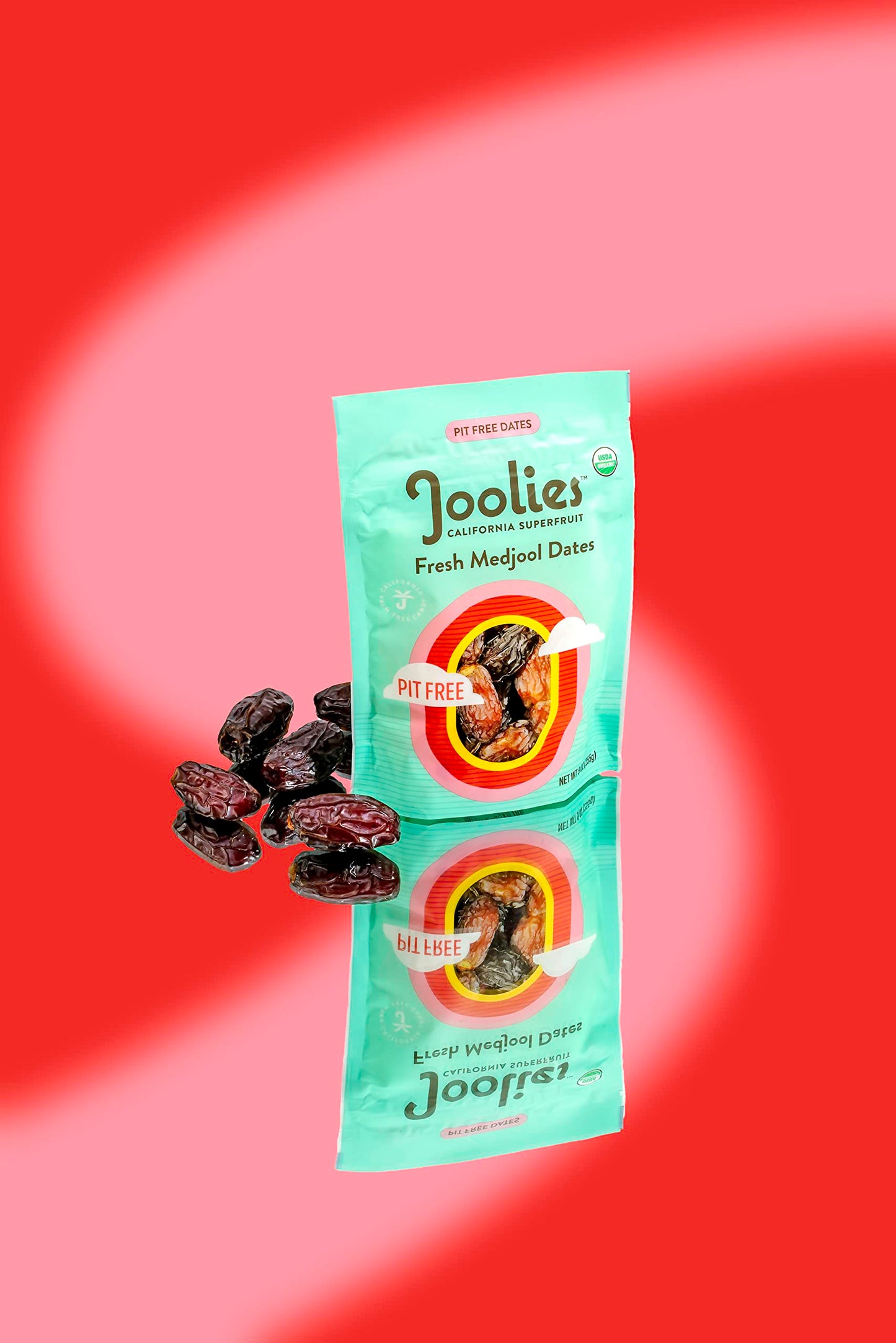 JOOLIES Organic Medjool Dates, Pit-Free, Vegan, Gluten-Free, 18 Ounce Pouch, Pack of 2, Fresh California Grown Fruit
