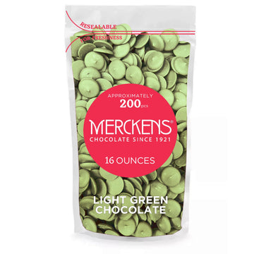 KIDU Merckens Light Green Chocolate Melting Wafers 16 Ounces Bulk Perfect For Dipping, Deserts, Baking And More - 1 Pound