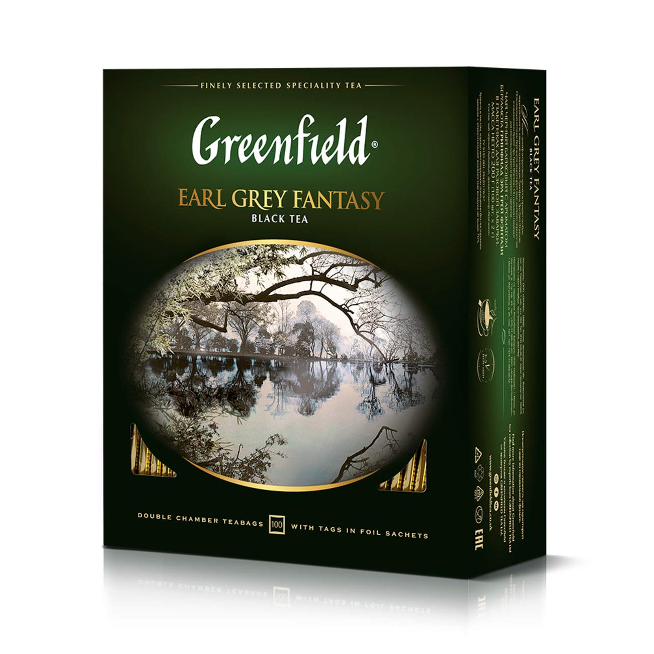 Greenfield Earl Grey Fantasy ?lassic Collection Black Tea Finely Selected Speciality Tea 100 Double Chamber Teabags With Tags in