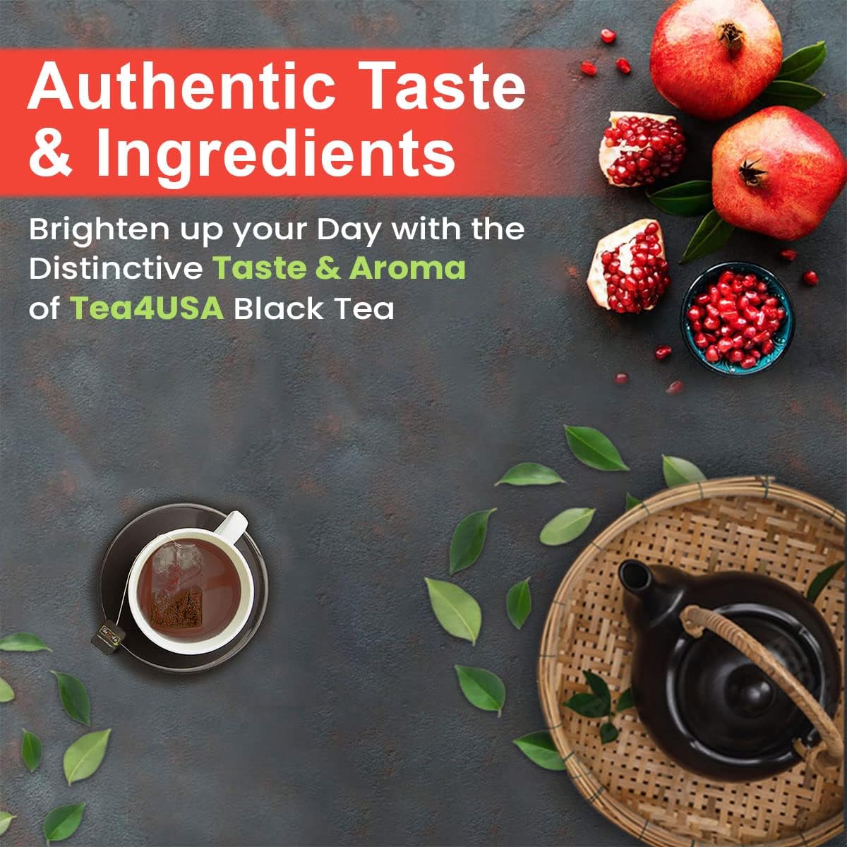 Tea4U Flavored Black Ceylon TeaBags (Pomegranate) - Ideal Quality from Sri Lankas Finest Leaves and Expertly Blended - 25 Count