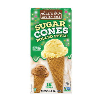 Lets DoGluten Free Sugar Cones Rolled Style, 12 Cones per Box, (Pack of 12 Boxes)