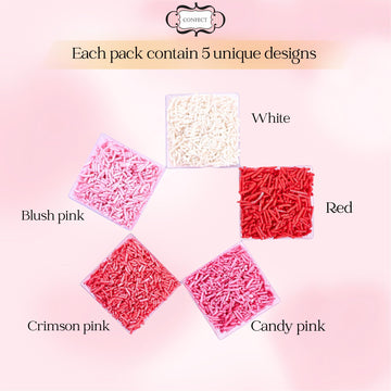 Confect Pink, Red, Blush Pink & White Jimmies Sprinkles Mix - Edible Baking Decorations For Cakes, Cupcakes, Cookies - Celebrati