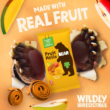 BEAR Real Fruit Snack Rolls - Gluten Free, Vegan, and Non-GMO - Mango - Healthy School And Lunch Snacks For Kids And Adults, 0.7