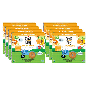 Once Upon A Farm Organic Toddler Soft Baked Bar, Banana, Pumpkin and Cauliflower, Tractor Wheels Shaped, Non GMO, Kosher, 3.35 O