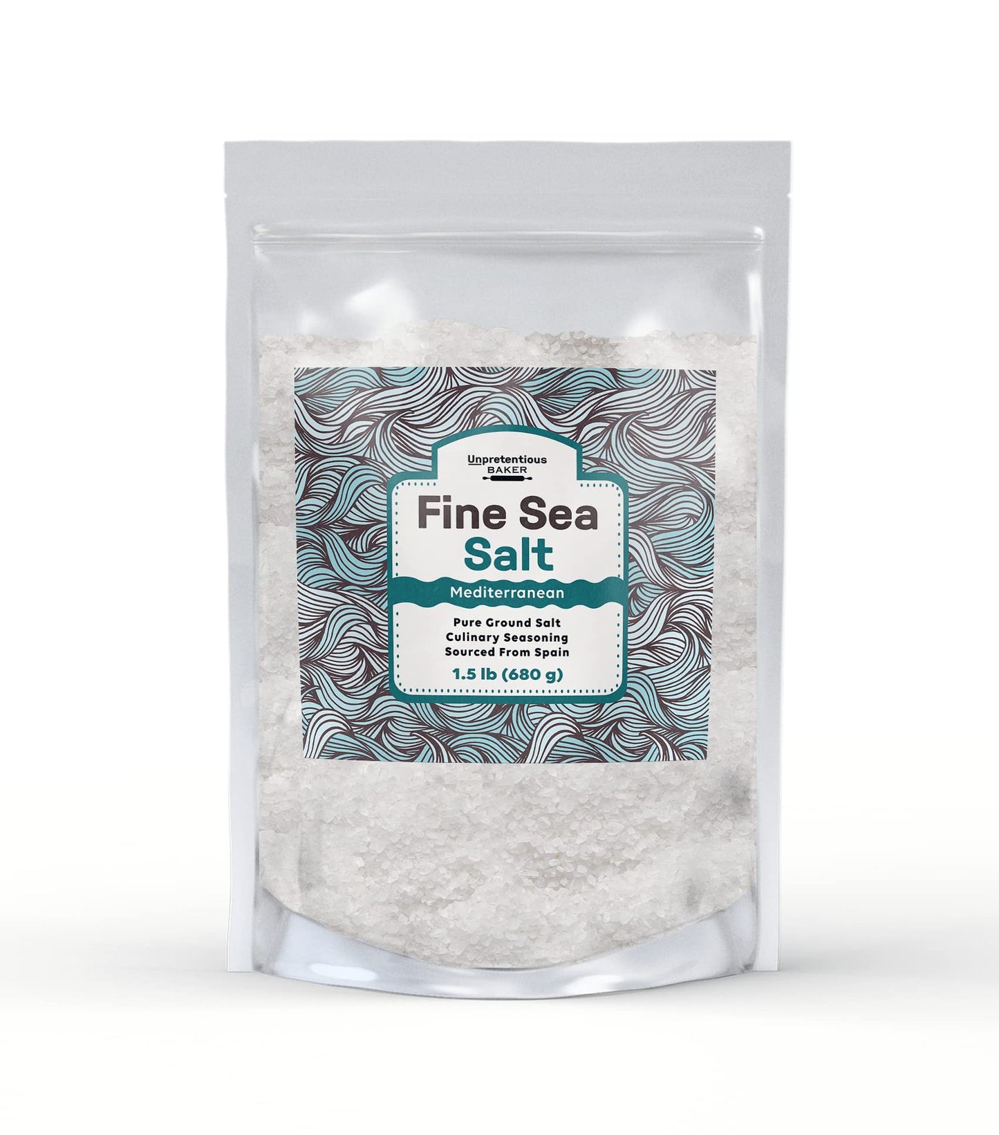 Unpretentious Fine Sea Salt (1.5 lb), Pure Evaporated Mediterranean Sea Salt
