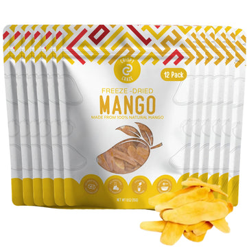 Crispy Craze Freeze Dried Mango (24 Snack Sized Bags, 0.52 oz Each), Sliced Mango Fruit Crisps, Non GMO, Healthy Snack, No Added