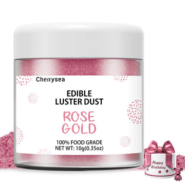 Edible Luster Dust Rose Gold10 Grams, Food Grade Cake Luster Dust Tasteless Dessert Dusting Powders for Baking Cherrysea Food Co