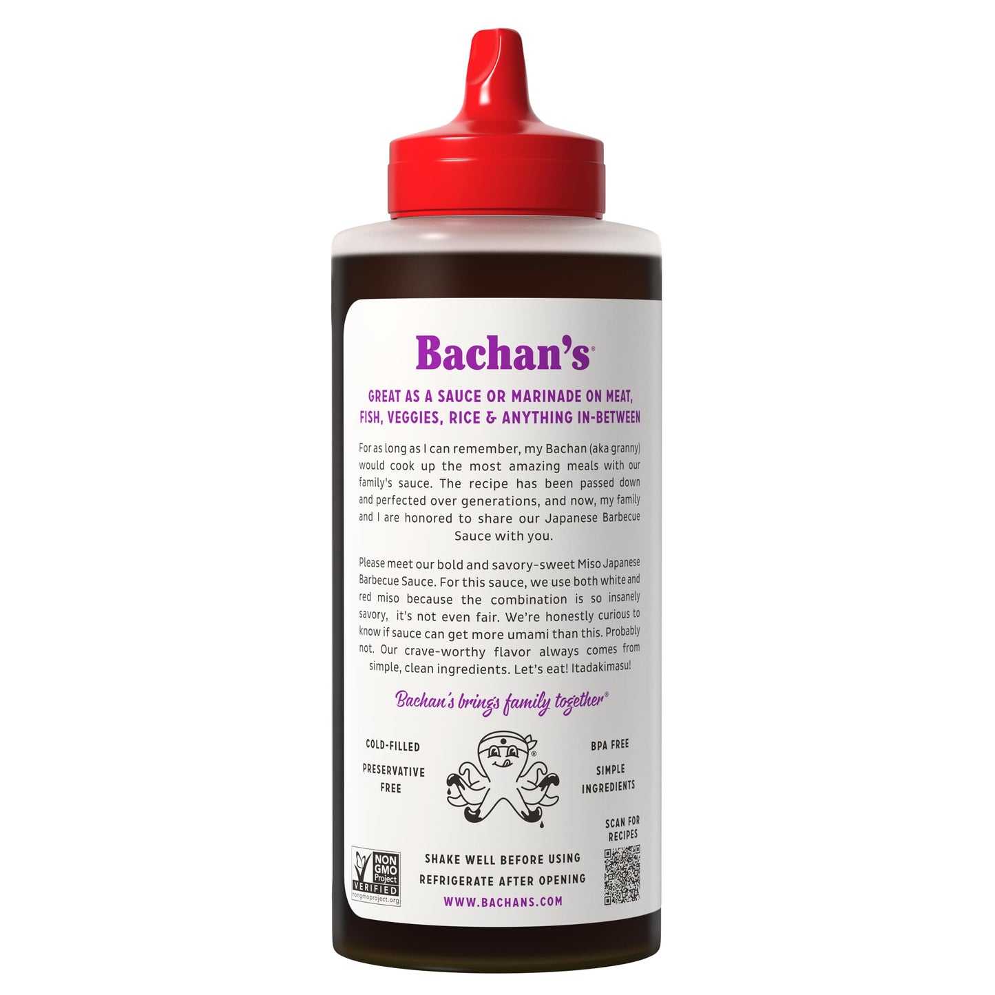 Bachans - Miso Japanese Barbecue Sauce, 17 Oz, Small Batch, Non GMO, No Preservatives, Vegan and BPA free. Condiment for Wings,