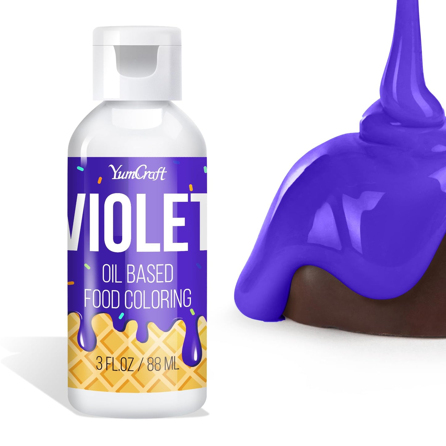 YumCraft Oil Based Food Coloring for Chocolate, Violet, 3 Fl Oz - Vibrant Color for Baking, Candy Melts, Buttercream, Frosting