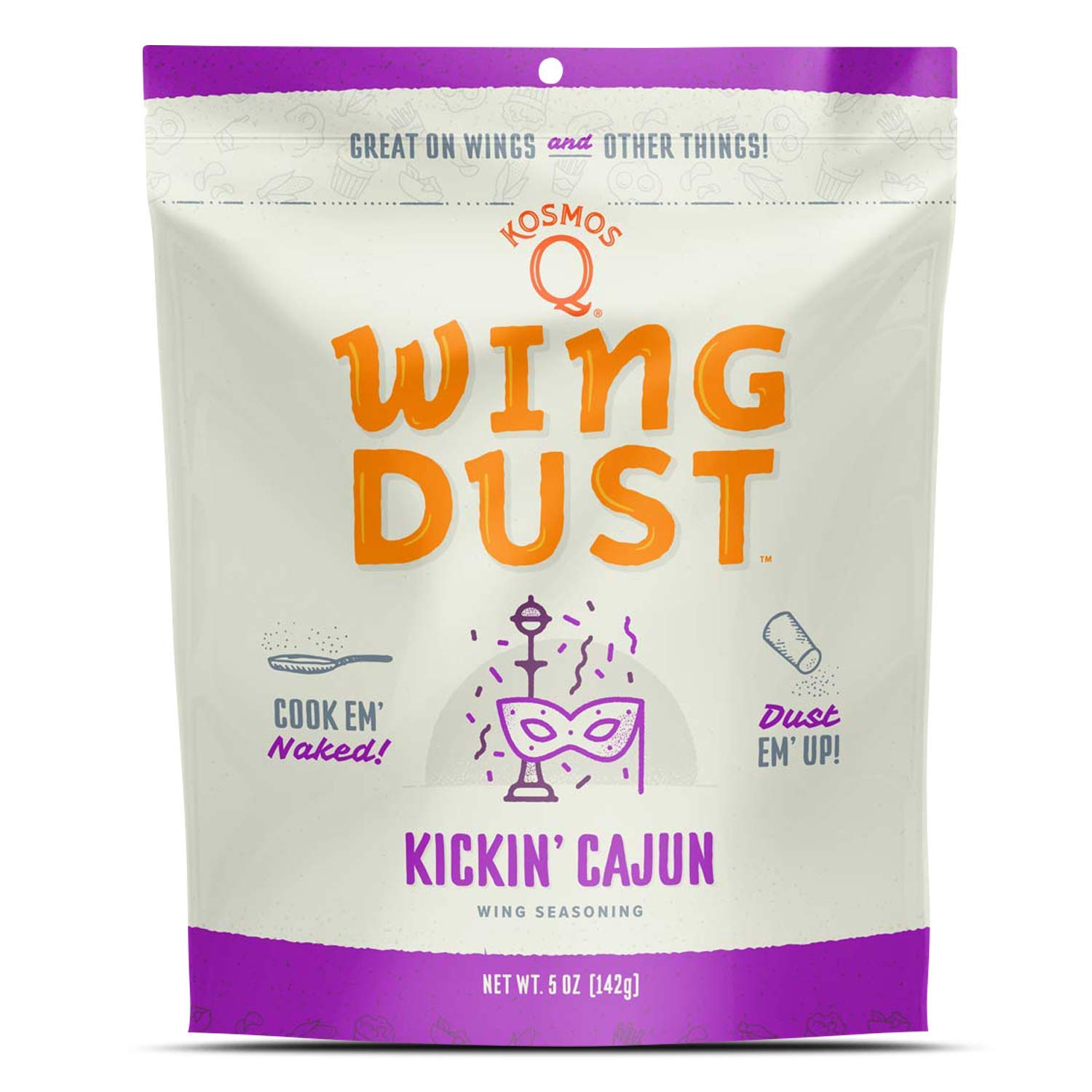 Kosmos Q Kickin Cajun Wing Dust - 5 Oz Bag For Wings, Popcorn & More - Dry Bbq Wings Rub With Spicy Cajun Heat (Kickin Cajun)