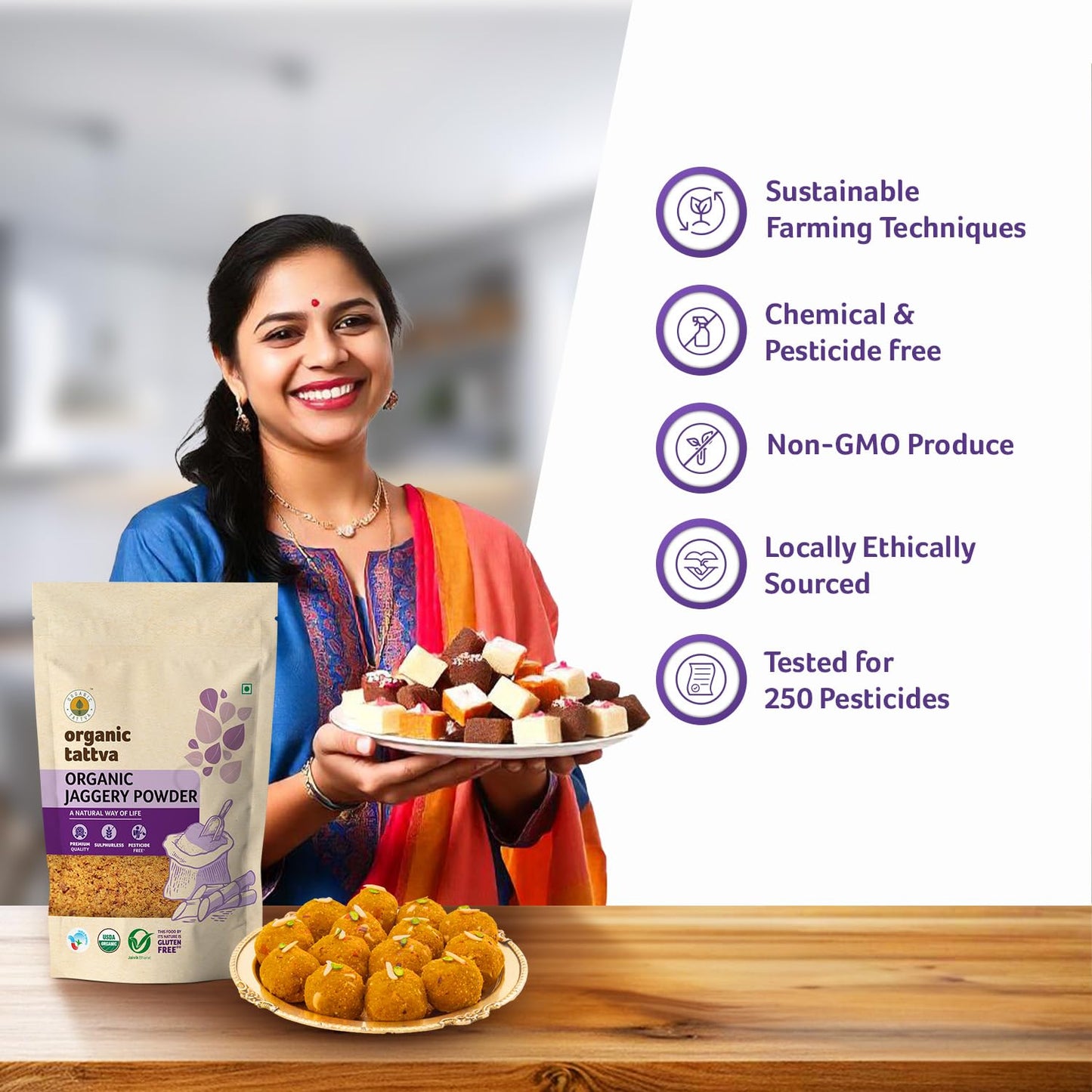 Organic Tattva Organic Jaggery Powder, 500G | Unrefined And Unadulterated