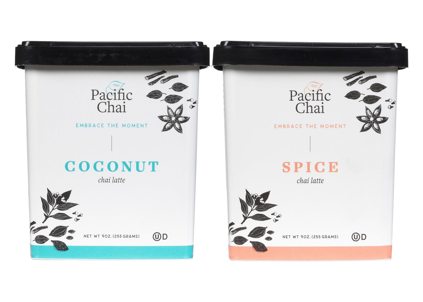 Pacific Chai Latte Mix Variety Pack, 1 Spice Chai Latte & 1 Coconut Chai Latte, 9 Ounce Canisters (2 Ct Variety Pack)