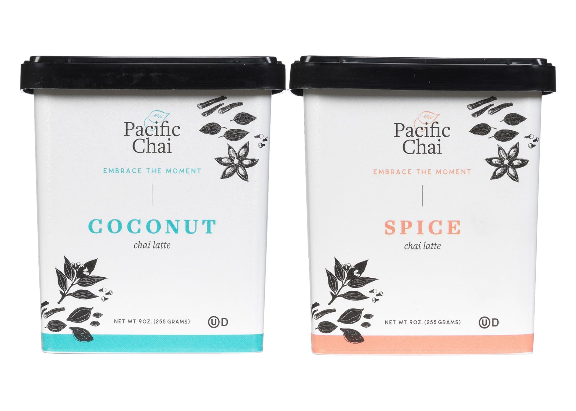 Pacific Chai Latte Mix Variety Pack, 1 Spice Chai Latte & 1 Coconut Chai Latte, 9 Ounce Canisters (2 Ct Variety Pack)