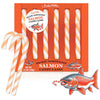 Archie McPhee Pacific Northwest Salmon Candy Canes - Set of 6 Pink and White Striped Novelty Candy Canes, Funny Gag Gift, 5.25 I
