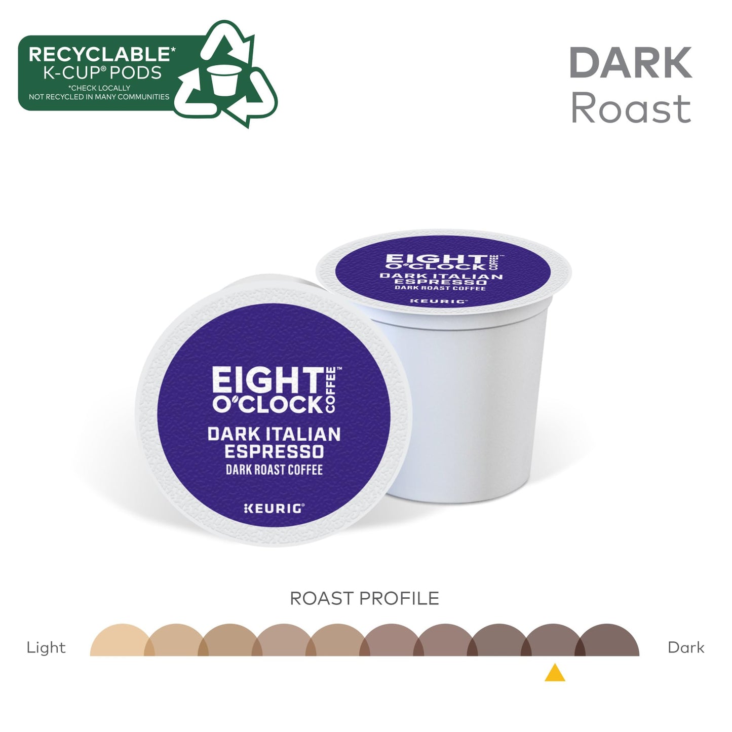 Eight O Clock Coffee Dark Italian Roast Single-Serve Keurig K-Cup Pods, Medium Roast Coffee Pods, 96 Count