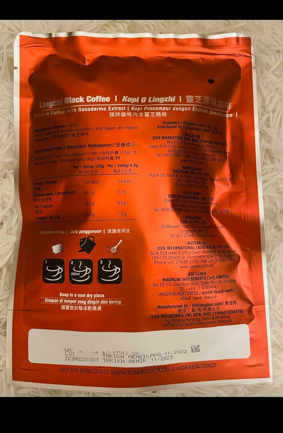 Dxn Lingzhi Black Coffee 2 In 1 With Ganoderma (Pack Of 2)
