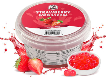 52USA Strawberry Popping Boba (500g), Popping Pearls for Bubble Tea, Beverages, Sweets, Ice Cream, Shakes, Desserts & Smoothies 