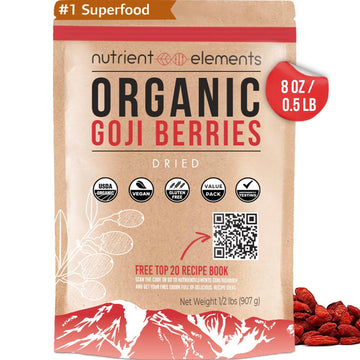 New Nutrient Elements Premium Organic, Raw & Dried Goji Berries 1/2 LB. USDA Certified Natural Superfood. Extra Large, Non-GMO B