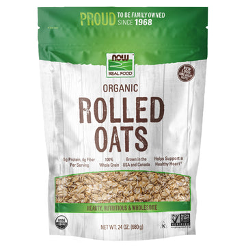 Now Foods, Organic Rolled Oats, Source Of Fiber, Protein And Iron, 100% Whole Grain, Product Of The Usa, 24-Ounce (Packaging May