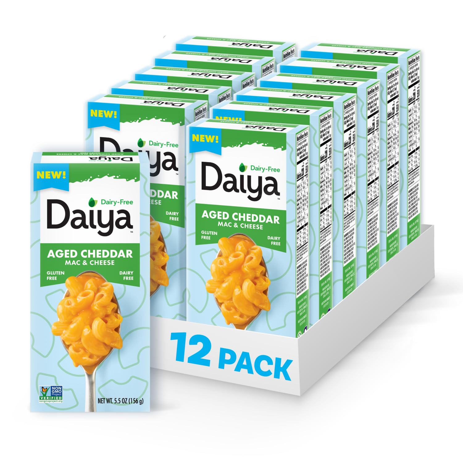 Daiya Dairy Free Gluten Free Aged Cheddar Mac & Cheese, Vegan Plant Based Rice Pasta, 5.5 oz (Pack of 12)